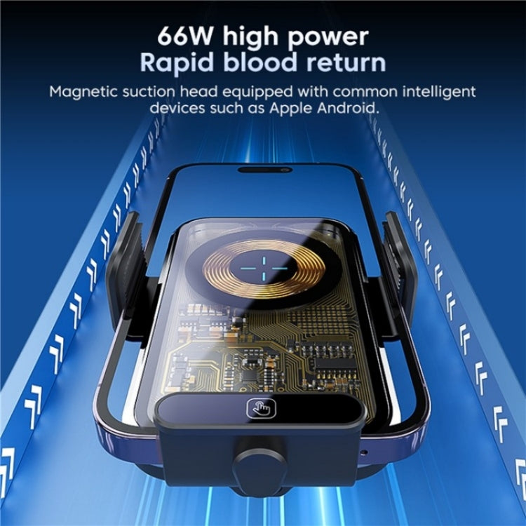 X11s 66W High Power Transparent Car Wireless Charger Phone Bracket(Titanium) - Wireless Charging Pads by PMC TechLife | Online Shopping South Africa | PMC TechLife | Buy Now Pay Later Mobicred
