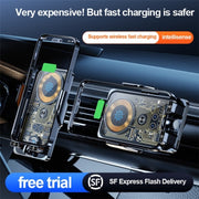 F18 With Infrared Sensor Phone Charging Aluminum Alloy Bracket Car Wireless Charger(Transparent Black)