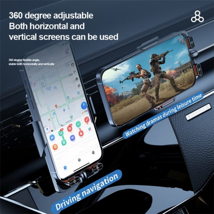 F18 With Infrared Sensor Phone Charging Aluminum Alloy Bracket Car Wireless Charger(Transparent Black) - Wireless Charging Pads by PMC TechLife | Online Shopping South Africa | PMC TechLife | Buy Now Pay Later Mobicred