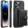 For iPhone 14 Pro Suteni M1 Oil Wax MagSafe Detachable Horizontal Card Bag Phone Case(Black) - iPhone 14 Pro Cases by Suteni | Online Shopping South Africa | PMC TechLife | Buy Now Pay Later Mobicred