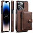 For iPhone 14 Pro Max Suteni M1 Oil Wax MagSafe Detachable Horizontal Card Bag Phone Case(Brown) - iPhone 14 Pro Max Cases by Suteni | Online Shopping South Africa | PMC TechLife | Buy Now Pay Later Mobicred