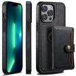 For iPhone 13 Pro Max Suteni M1 Oil Wax MagSafe Detachable Horizontal Card Bag Phone Case(Black) - free shipping - PMC TechLife - Order now!