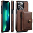For iPhone 13 Pro Max Suteni M1 Oil Wax MagSafe Detachable Horizontal Card Bag Phone Case(Brown) - free shipping - PMC TechLife - Order now!