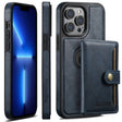 For iPhone 13 Pro Suteni M1 Oil Wax MagSafe Detachable Horizontal Card Bag Phone Case(Blue) - iPhone 13 Pro Cases by Suteni | Online Shopping South Africa | PMC TechLife | Buy Now Pay Later Mobicred