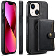 For iPhone 13 Suteni M1 Oil Wax MagSafe Detachable Horizontal Card Bag Phone Case(Black) - iPhone 13 Cases by Suteni | Online Shopping South Africa | PMC TechLife | Buy Now Pay Later Mobicred