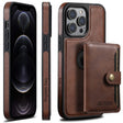 For iPhone 12 Pro Suteni M1 Oil Wax MagSafe Detachable Horizontal Card Bag Phone Case(Brown) - free shipping - PMC TechLife - Order now!