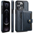 For iPhone 12 Pro Suteni M1 Oil Wax MagSafe Detachable Horizontal Card Bag Phone Case(Blue) - iPhone 12 / 12 Pro Cases by Suteni | Online Shopping South Africa | PMC TechLife | Buy Now Pay Later Mobicred