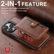 For iPhone 16 Suteni M1 Oil Wax MagSafe Detachable Horizontal Card Bag Phone Case(Brown)
