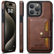 For iPhone 16 Pro Suteni M1 Oil Wax MagSafe Detachable Horizontal Card Bag Phone Case(Brown) - iPhone 16 Pro Cases by Suteni | Online Shopping South Africa | PMC TechLife | Buy Now Pay Later Mobicred