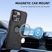 For iPhone 16 Plus Suteni M1 Oil Wax MagSafe Detachable Horizontal Card Bag Phone Case(Black)