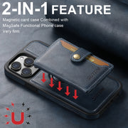 For iPhone 16 Plus Suteni M1 Oil Wax MagSafe Detachable Horizontal Card Bag Phone Case(Blue)