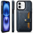 For iPhone 16 Plus Suteni M1 Oil Wax MagSafe Detachable Horizontal Card Bag Phone Case(Blue) - iPhone 16 Plus Cases by Suteni | Online Shopping South Africa | PMC Jewellery | Buy Now Pay Later Mobicred