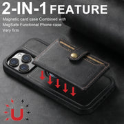 For iPhone 16 Pro Max Suteni M1 Oil Wax MagSafe Detachable Horizontal Card Bag Phone Case(Black)