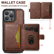For iPhone 15 Suteni M1 Oil Wax MagSafe Detachable Horizontal Card Bag Phone Case(Black)