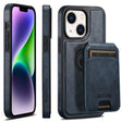 For iPhone 14 Plus Suteni M2 Oil Wax MagSafe Horizontal Card Bag Phone Case(Blue) - iPhone 14 Plus Cases by Suteni | Online Shopping South Africa | PMC TechLife | Buy Now Pay Later Mobicred