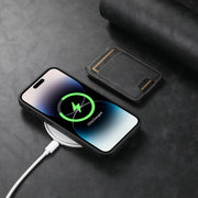 For iPhone 14 Pro Max Suteni M2 Oil Wax MagSafe Horizontal Card Bag Phone Case(Black)