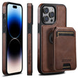 For iPhone 14 Pro Max Suteni M2 Oil Wax MagSafe Horizontal Card Bag Phone Case(Brown) - iPhone 14 Pro Max Cases by Suteni | Online Shopping South Africa | PMC TechLife | Buy Now Pay Later Mobicred