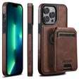 For iPhone 13 Pro Max Suteni M2 Oil Wax MagSafe Horizontal Card Bag Phone Case(Brown) - iPhone 13 Pro Max Cases by Suteni | Online Shopping South Africa | PMC TechLife | Buy Now Pay Later Mobicred
