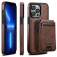 For iPhone 13 Pro Suteni M2 Oil Wax MagSafe Horizontal Card Bag Phone Case(Brown) - iPhone 13 Pro Cases by Suteni | Online Shopping South Africa | PMC TechLife | Buy Now Pay Later Mobicred
