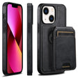 For iPhone 13 Suteni M2 Oil Wax MagSafe Horizontal Card Bag Phone Case(Black) - iPhone 13 Cases by Suteni | Online Shopping South Africa | PMC TechLife | Buy Now Pay Later Mobicred