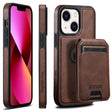 For iPhone 13 Suteni M2 Oil Wax MagSafe Horizontal Card Bag Phone Case(Brown) - free shipping - PMC TechLife - Order now!