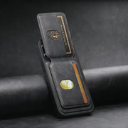 For iPhone 12  Suteni M2 Oil Wax MagSafe Horizontal Card Bag Phone Case(Black)