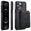 For iPhone 12 Pro Suteni M2 Oil Wax MagSafe Horizontal Card Bag Phone Case(Black) - iPhone 12 / 12 Pro Cases by Suteni | Online Shopping South Africa | PMC TechLife | Buy Now Pay Later Mobicred