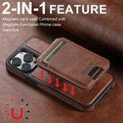 For iPhone 16 Plus Suteni M2 Oil Wax MagSafe Horizontal Card Bag Phone Case(Brown)