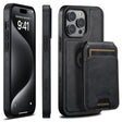 For iPhone 16 Pro Max Suteni M2 Oil Wax MagSafe Horizontal Card Bag Phone Case(Black) - free shipping - PMC TechLife - Order now!