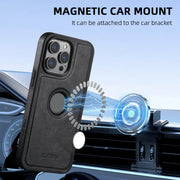 For iPhone 16 Pro Max Suteni M2 Oil Wax MagSafe Horizontal Card Bag Phone Case(Black)
