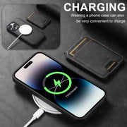 For iPhone 16 Pro Max Suteni M2 Oil Wax MagSafe Horizontal Card Bag Phone Case(Black)
