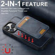 For iPhone 16 Pro Max Suteni M2 Oil Wax MagSafe Horizontal Card Bag Phone Case(Blue)