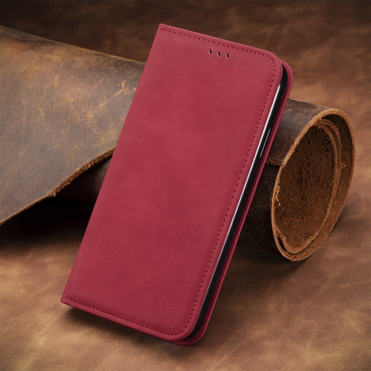 For Honor Magic6 Pro Retro Skin Feel Magnetic Flip Leather Phone Case(Red)