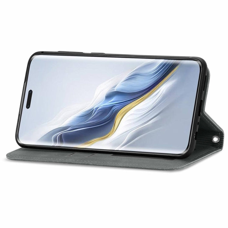 For Honor Magic6 Pro Retro Skin Feel Magnetic Flip Leather Phone Case(Grey) - free shipping - PMC Jewellery - Order now!