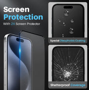 For iPhone 15 Pro Max NORTHJO 5 in 1 Clear Phone Case with 2pcs Screen Film + 2pcs Rear Lens Film