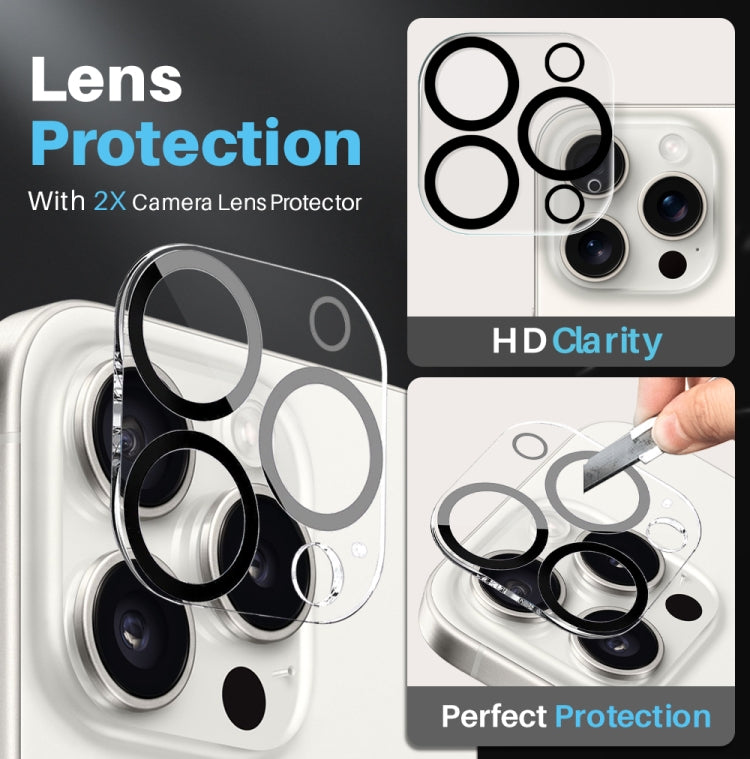 For iPhone 15 Pro Max NORTHJO 5 in 1 Clear Phone Case with 2pcs Screen Film + 2pcs Rear Lens Film