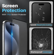 For iPhone 15 Pro Max NORTHJO 3 in 1 Clear Phone Case with Screen Film + Rear Lens Film