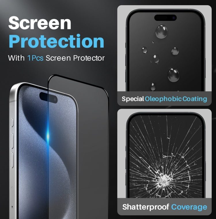 For iPhone 15 Pro Max NORTHJO 3 in 1 Clear Phone Case with Screen Film + Rear Lens Film