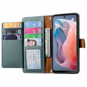 For Motorola Moto G Play 2024 Love Zipper Lanyard Leather Phone Case(Green)