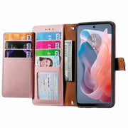 For Motorola Moto G Play 2024 Love Zipper Lanyard Leather Phone Case(Pink)