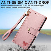 For Motorola Moto G Play 2024 Love Zipper Lanyard Leather Phone Case(Pink)