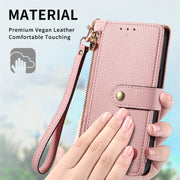 For Motorola Moto G Play 2024 Love Zipper Lanyard Leather Phone Case(Pink)