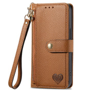 For Motorola Moto G Power 5G 2024 Love Zipper Lanyard Leather Phone Case(Brown)