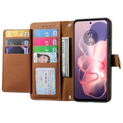 For Motorola Moto G Power 5G 2024 Love Zipper Lanyard Leather Phone Case(Brown)