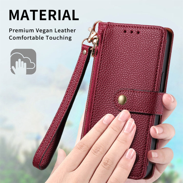 For Motorola Moto G Power 5G 2024 Love Zipper Lanyard Leather Phone Case(Red)