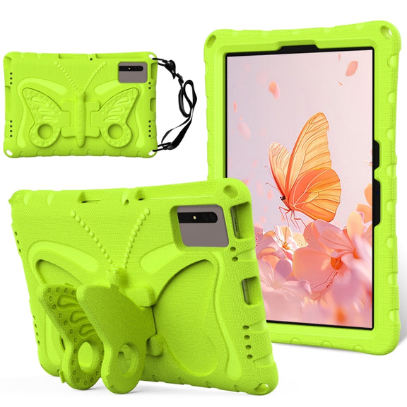 For Samsung Galaxy Tab S9 FE X510 Butterfly Bracket EVA Shockproof Tablet Case(Grass Green)