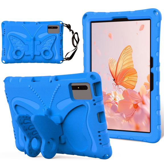 For Samsung Galaxy Tab S9 FE X510 Butterfly Bracket EVA Shockproof Tablet Case(Blue)