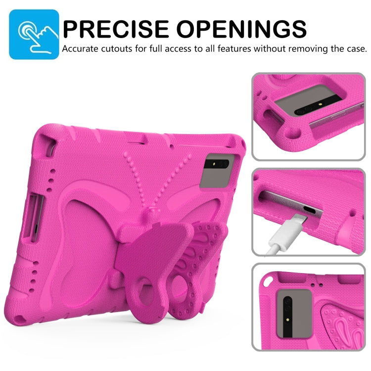 For Samsung Galaxy Tab S9 FE X510 Butterfly Bracket EVA Shockproof Tablet Case(Rose Red)