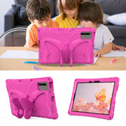 For Samsung Galaxy Tab S9 FE X510 Butterfly Bracket EVA Shockproof Tablet Case(Rose Red)