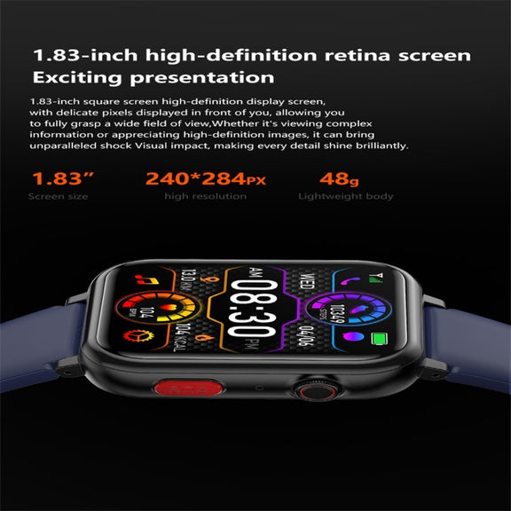 G18 1.83 inch Color Screen Smart Watch Silicone Strap, Support  Noninvasive Blood Sugar / Uric Acid(Blue)